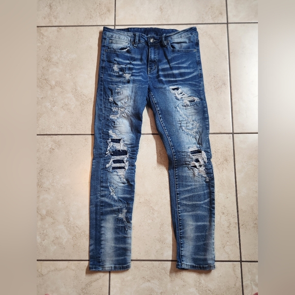 Distressed Blue Jeans for Men - Picture 1 of 5